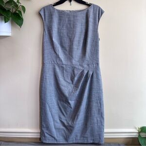 Ann Taylor Light Gray Size 12 Sheath Dress with Ruching Detail at Waist